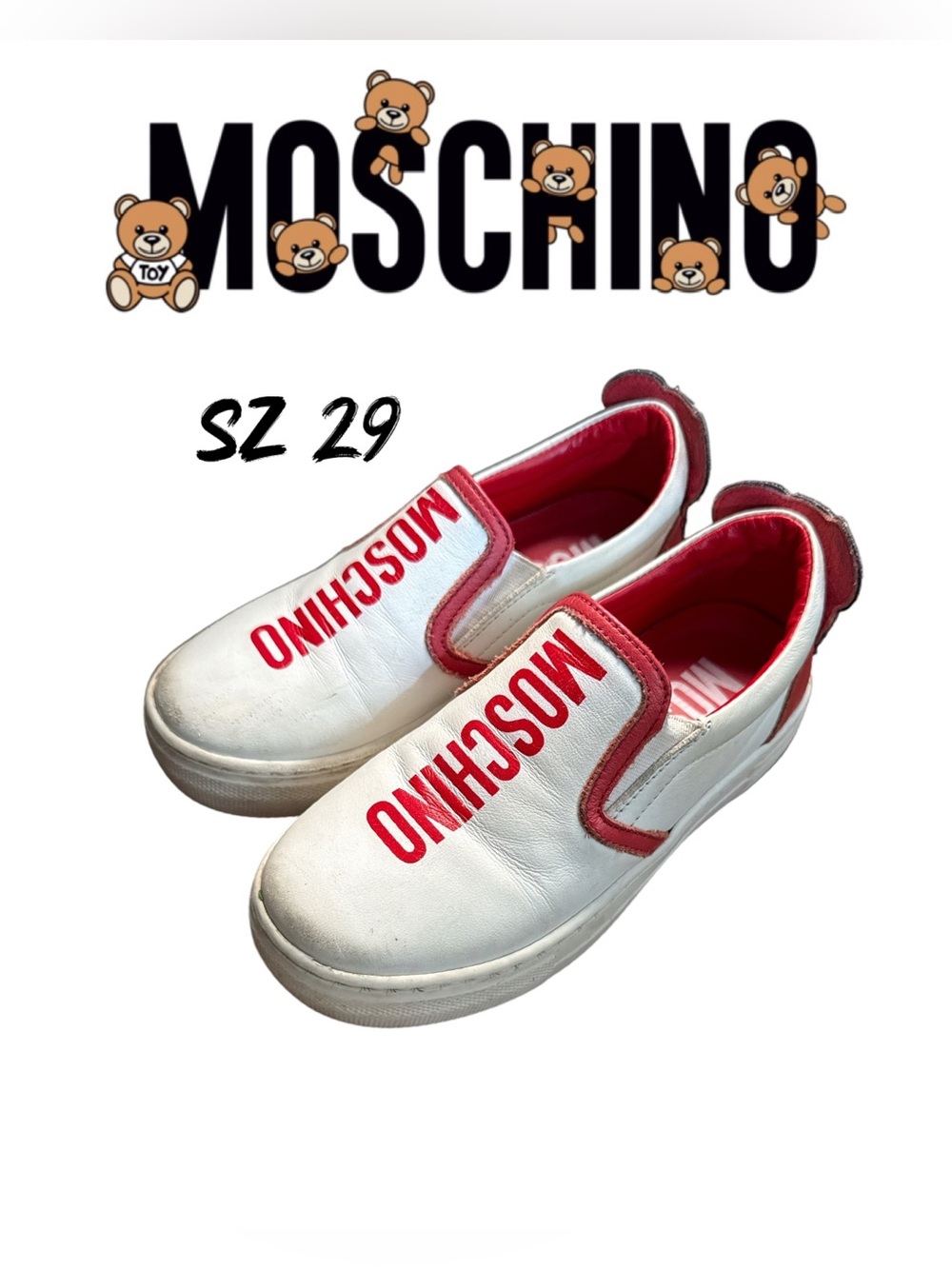 Moschino  sz 29 Teddy Leather Slip-On Sneakers